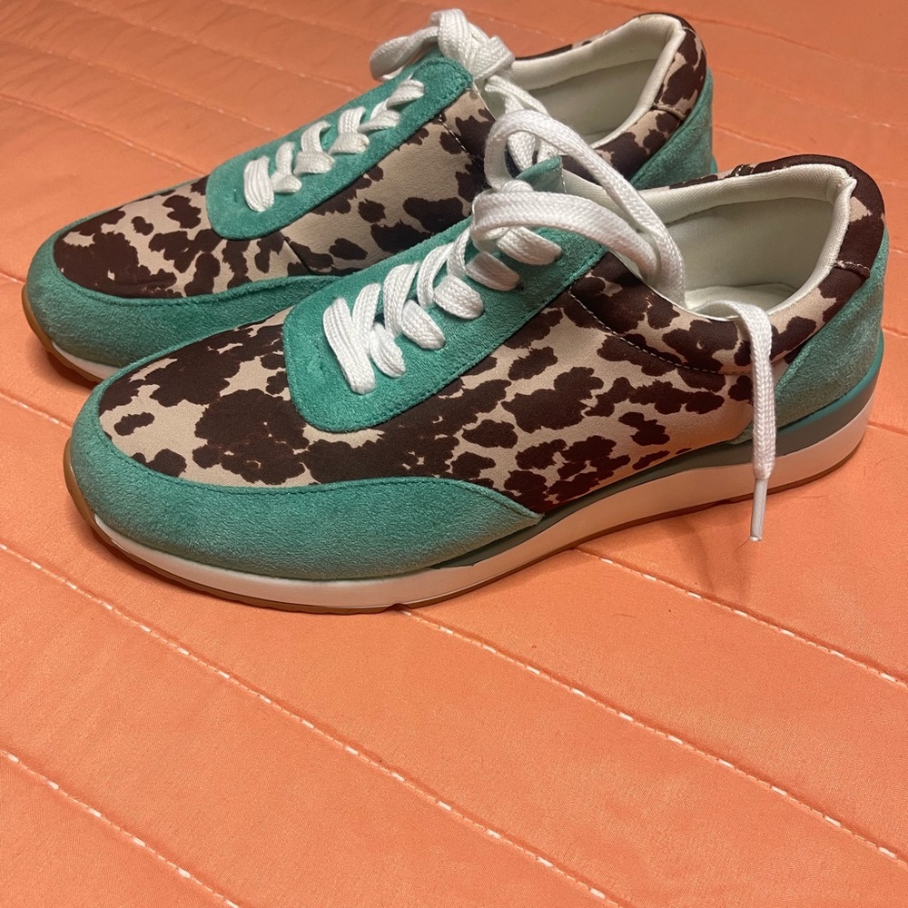 Crazy Train cow print shoes worn once